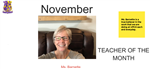  Congrats to Ms. Barnette as UPCA's Teacher of the Month